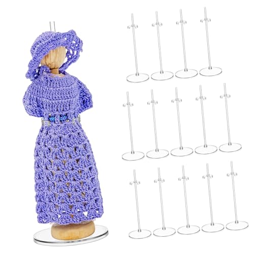 WOONEKY 15 Stück Puppenständer Tischplatte Figurenständer Und Die Puppe Steht einstellbar dekorativer Mini-Puppenhaus-Ausstellungsständer Figurenhalter Figur Zubehör Plastik Transparent von WOONEKY