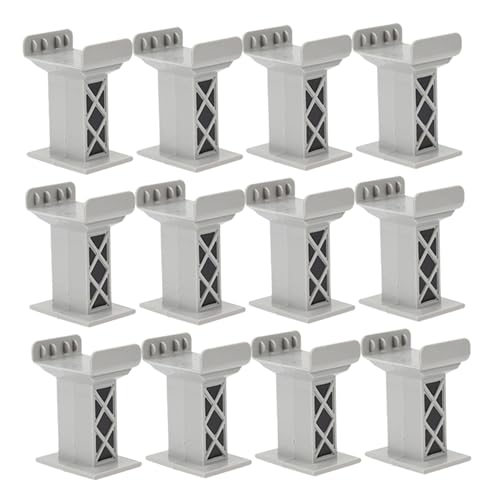 WOONEKY 15 Stück Teiliges Eisenbahnbrücken-pfeiler aus Kunststoff Mehrschichtige Gleisstützen Kompatibel mit Allen Großen Marken Stabile Hochgleisblöcke für Spielzeugzüge und von WOONEKY