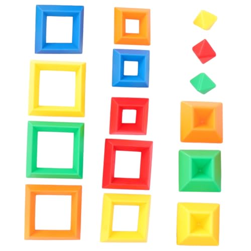WOONEKY 15 Stück Teiliges Lernspielzeug Bausteine aus Langlebigem Kunststoff Pädagogisches Montessori Kognition und Feinmotorik Farblich Sortiert für Ab Jahren Zufällige Zufällige Farbe von WOONEKY