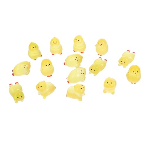 WOONEKY 15 Stück Teiliges Leuchtendes Mini Huhn aus Resin Kleine Tischdekoration für Garten DIY Puppenhaus Mikrolandschaft Vielseitige Miniaturfiguren für Innen und Außen von WOONEKY