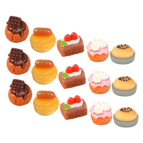 WOONEKY 15 Stück Teiliges Miniatur Kuchen mit Farbenfrohen Detailgetreuen Dessertmodellen Langlebige Farben Dekorativ und Geeignet für Puppenhaus Küche Realistische Mini Tortendeko von WOONEKY