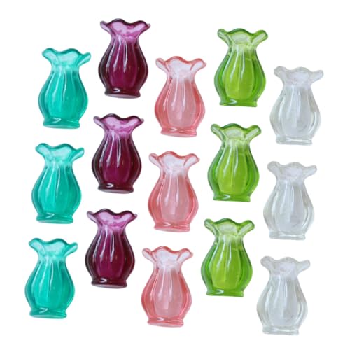 WOONEKY 15 Stück Teiliges Miniatur Puppenhaus Blumenvase Filigrane Mini Vasen für Bastelblumen Kleine Pflanzgefäße für Tischdekoration und Micro Landschaft Vielseitig für Wohn von WOONEKY