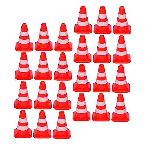 WOONEKY 150 Stück Straßensperren Simulations Requisiten Mini Straßensperren Straßenkegel Schilder Mini Sport Straßenband Für Spielzeugautos Spielfiguren Zum Selbermachen von WOONEKY