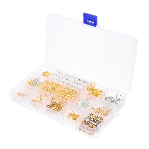 WOONEKY 159 Stück Teiliges Haarschmuck Leichten Sicheren Haarmanschetten und Perlen für Zöpfe und Dreadlocks Modische Accessoires für Hochzeiten Partys und Festivals Komfortabel und von WOONEKY