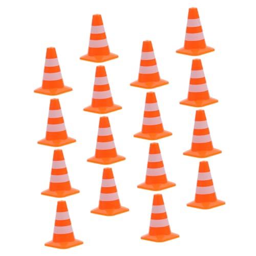 WOONEKY 16 Stück Teiliges Miniatur Verkehrskegel aus Robustem Realistische Straßensperren für Leuchtende Farben Leicht und Kompakt für Lernspiele und Rollenspiele von WOONEKY