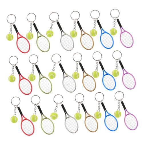 WOONEKY 18 Stück 18-teiliges Tennisschlüsselanhänger- Bunte Sportstil Schlüsselringe aus Robustem Kunststoff Leicht Tragbar als Geschenk für Tennisliebhaber und Party-Gäste von WOONEKY