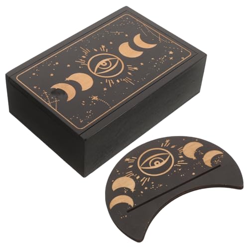 WOONEKY 1Satz Holz Tarotkartenhalter mit Aufbewahrungsbox Tarotkartenbox und Dekorativer Ständer für Zuhause Restaurant und Kompatibel mit Standard Tarotkarten von WOONEKY