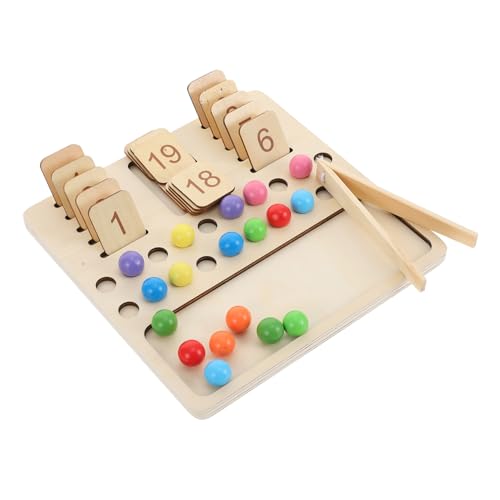 WOONEKY 1Satz Holzspielzeug Zahlen Lernspielzeug mit Holzperlen Pädagogisches Mathe Training und Geometrische Formen für Jungen und Mädchen für Zuhause und Outdoor Aktivitäten von WOONEKY