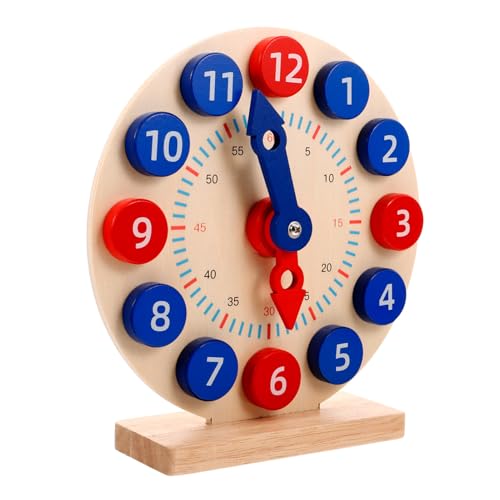 WOONEKY 1Satz Holzuhr für Lernspielzeug zur Zeitkognition Farbenfrohe Zahlenuhr für Kleinkinder Modell für Unterricht und Spielerisches WOONEKY 1Satz Holzuhr für Lernspielzeug zur Zeitkognition Farbenfrohe Zahlenuhr für Kleinkinder Modell für Unterricht und Spielerisches von WOONEKY
