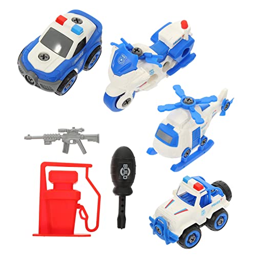 WOONEKY Montage Polizeiauto Spielzeug Satz für Kinder Kognitives Fahrzeugspielzeug Robuste und Langlebige Konstruktion zum Spielen und Dekorieren Fördert Kreatives Rollenspiel für Jungen von WOONEKY