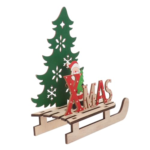 WOONEKY 1stk Weihnachtsschmuck Weihnachtsdekorationen Erwachsene Desktop-Weihnachtsbaum Holz Spielzeug Für Kinder Wohnkultur Weihnachtsutensilien Gemalt Hölzern von WOONEKY