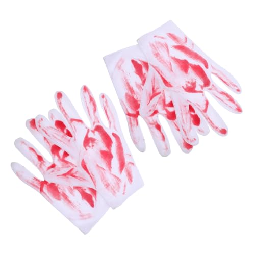 WOONEKY 2 Paare Halloween Blutige Handschuhe Deko Requisiten Gruselige Horrorhandschuhe für Haunted House Party Halloween Kostüm und Deko Zubehör von WOONEKY