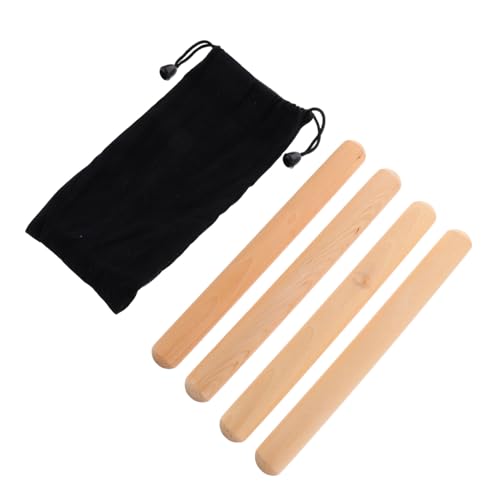 WOONEKY 2 Paare Holz Percussion Rhythmusstäbe mit Tragetasche Klarer Klang Robuste Orff Rhythm Sticks für Verbesserung des Rhythmusgefühls als Geschenk für Jungen und Mädchen von WOONEKY