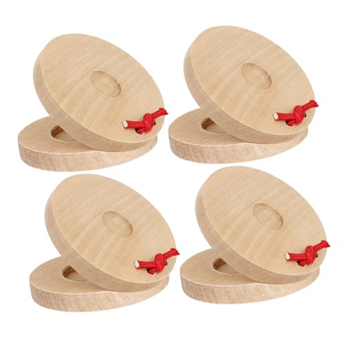 WOONEKY 2 Paare Holzkastagnetten Musikinstrumente für Langlebige und Sichere Spielzeuge mit für Musikalische Früherziehung und Spaß Beim von WOONEKY