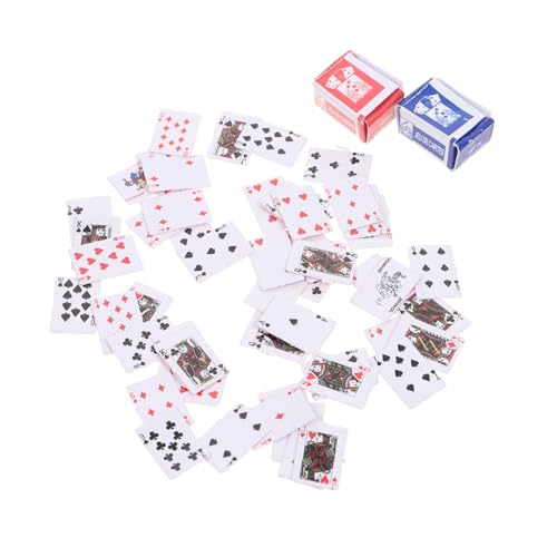 WOONEKY Mini 2 STK Kartenspielen Pokerkarten Karte Papier 1:12 Kleiner Schürhaken kinderspiele Kinder Spiele Brettspiel-Poker Kartenspiel Spielen winzig Schachbrett Reisen von WOONEKY