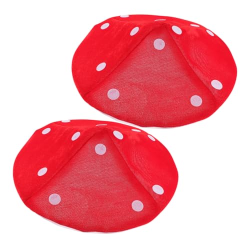 WOONEKY 2 STÜCK Lustiger Pilz Hüte mit Elastischem Band Rotes Cosplay Kostüm Accessoire für Party Fotoshooting und Halloween Witzige Verkleidung für Jungen und Mädchen von WOONEKY