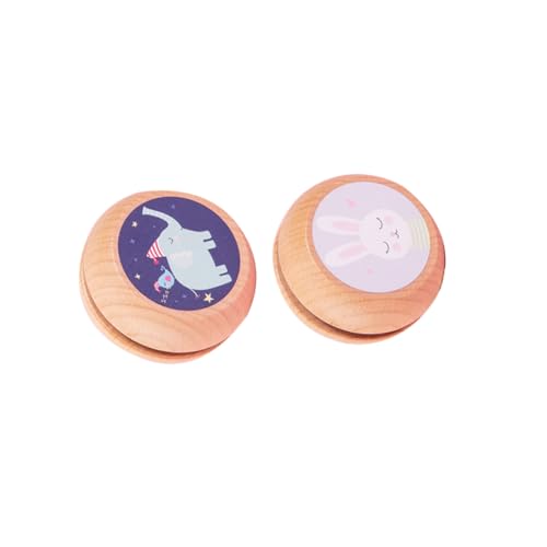 WOONEKY 2 STÜCK Teiliges Holz yo yo mit Buntem Tiermotiv Elefant Hase Kindgerechtes Lernspielzeug Hand Augen koordination und Handgelenkskraft Tragbar und Langlebig für Kinderspaß von WOONEKY
