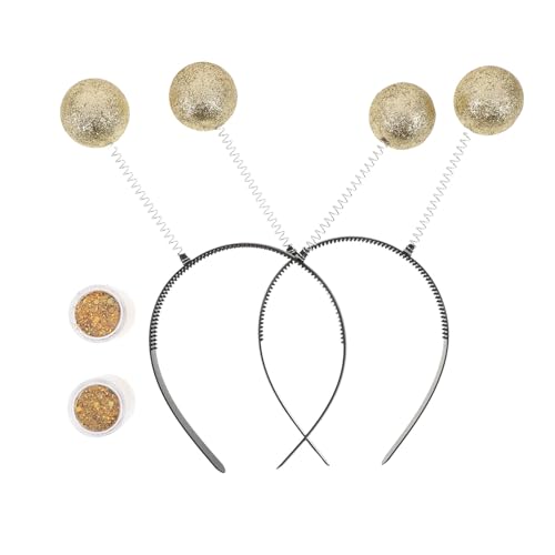 WOONEKY 2 Sätze Glitzernde Antennen Stirnbänder für Erwachsene Funkelnde Kostüm Accessoires für Halloween und Fasching Goldfarbene Kopfschmuck Bopper für Karneval und Mottoparty WOONEKY 2 Sätze Glitzernde Antennen Stirnbänder für Erwachsene Funkelnde Kostüm Accessoires für Halloween und Fasching Goldfarbene Kopfschmuck Bopper für Karneval und Mottoparty von WOONEKY