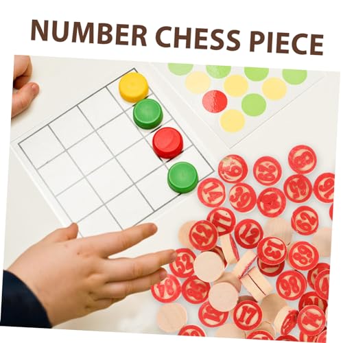 WOONEKY 2 Sätze Holz Schachfiguren mit Zahlen Ersatz für Fehlende Bingo Spiel Zubehör Praktische Holz Chess Pieces für Brettspiele und Familienaktivitäten von WOONEKY