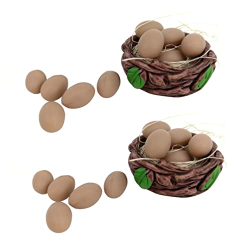 WOONEKY 2 Sätze Mini Möbel Modell Set Lebensechtes Miniatur Ei Nest Deko für Puppenhaus Kinderspielzeug Zubehör Kompaktes Leichtes Design für Kinderzimmer und DIY Basteln von WOONEKY