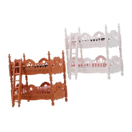 WOONEKY 2 Sätze Miniatur Puppenhaus Etagenbett Modell mit Matratzen und Leiter Realistische Schlafzimmermöbel für Rollenspiel Braun und Weiß Puppenhaus Zubehör Stabiles Kunststoff WOONEKY 2 Sätze Miniatur Puppenhaus Etagenbett Modell mit Matratzen und Leiter Realistische Schlafzimmermöbel für Rollenspiel Braun und Weiß Puppenhaus Zubehör Stabiles Kunststoff von WOONEKY