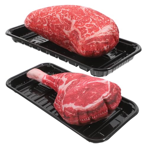 WOONEKY 2 Sätze Realistisches Künstliche Rindersteaks Dekorationsmodelle Lifelike Fleischornament Detailgetreu Täuschend Echt als Deko und Fotorequisite von WOONEKY