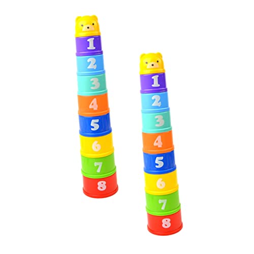 WOONEKY 2 Sätze Stapeltassen Teiliges Alphabet und Zahlen Lernspielzeug für Frühe Bildung Fördert Kreativität und Feinmotorik für Kleinkinder und Vorschulkinder Zufällige Zufällige Farbe von WOONEKY