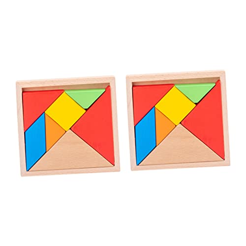WOONEKY 2 Sätze Tangram Puzzle Kinder Puzzle frühkindliche aufklärung knobeleien für Kinder Tangram-Puzzle holzspielsachen Spielzeug hölzern Lehrmittel studentische Nutzung Bambus von WOONEKY