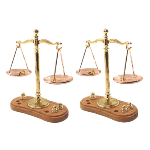 WOONEKY 2 Stück Balance für Kinderküche Puppenhaus Zubehör Miniatur Küchenwaage für Jungen Mädchen Lernspielzeug und Rollenspiel von WOONEKY