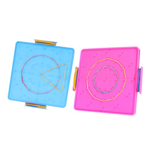 WOONEKY 2 Stück Doppelseitiges Geoboard für Schüler Kunststoff Steckbrett Mathe Lernspielzeug Feinmotorikfördernd Grundschule Lernmaterial Blau von WOONEKY