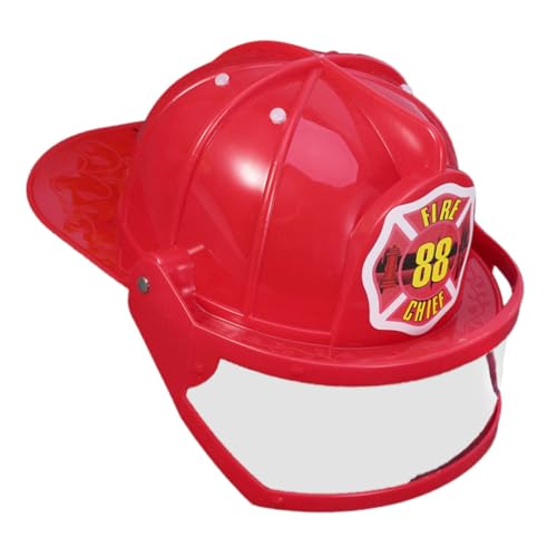 WOONEKY 2 Stück Feuerwehrhelm Kunststoff Feuerwehrmann Kostümhelm mit Elastischem Band Verstellbar für Rollenspiel und Feuerwehrparty Zubehör Rot WOONEKY 2 Stück Feuerwehrhelm Kunststoff Feuerwehrmann Kostümhelm mit Elastischem Band Verstellbar für Rollenspiel und Feuerwehrparty Zubehör Rot von WOONEKY