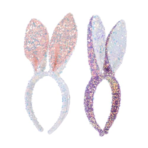 WOONEKY 2 Stück Glitzer Hasenohren Haarreif für Ostern Kopfschmuck mit Funkelnden Ohren für Festlichkeiten Karneval und Cosplay Dekoration WOONEKY 2 Stück Glitzer Hasenohren Haarreif für Ostern Kopfschmuck mit Funkelnden Ohren für Festlichkeiten Karneval und Cosplay Dekoration von WOONEKY
