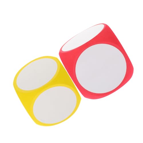 WOONEKY 2 Stück Große Wiederbeschreibbare Würfel aus Schaumstoff Portable DIY Spielwürfel ohne Zahlen Wiederverwendbar für Spieleabende Party und Unterricht Rot Gelb von WOONEKY