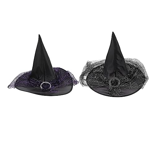 WOONEKY 2 Stück Halloween Hexenhut für Damen und Schwarzer und Violetter Tüll Hexenhut Cosplay Zauberer und Halloween Party Accessoire Dekorativer für Kostüm und Foto WOONEKY 2 Stück Halloween Hexenhut für Damen und Schwarzer und Violetter Tüll Hexenhut Cosplay Zauberer und Halloween Party Accessoire Dekorativer für Kostüm und Foto von WOONEKY