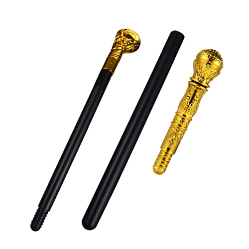 WOONEKY 2 Stück Halloween Zauberstab Teilig Goldene Kunststoff Sceptere Festival Kostüm Zubehör für Halloween Verkleidung Leichtes Robustes Bühnenrequisit mit Schädel und Königsmotiv WOONEKY 2 Stück Halloween Zauberstab Teilig Goldene Kunststoff Sceptere Festival Kostüm Zubehör für Halloween Verkleidung Leichtes Robustes Bühnenrequisit mit Schädel und Königsmotiv von WOONEKY