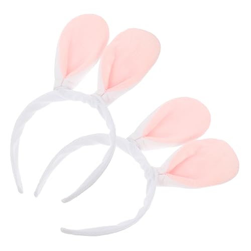 WOONEKY 2 Stück Hasenohren Haarreif Weiß Niedlicher Bunny Headband für Party Ostern Kostüm Cosplay Frauen und Mädchen Weiches Stirnband als Foto Requisite und Alltagsdeko von WOONEKY