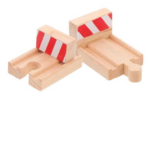 WOONEKY 2 Stück Holz Zugschienen Stopper für DIY Eisenbahn Zubehör Stabile Holzschienen Eisenbahnstrecke für Kreatives und Gleisbau von WOONEKY