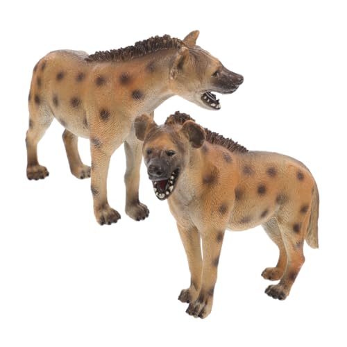 WOONEKY 2 Stück Hyänen Modellspielzeug Realistische Kognitive Figuren für Pädagogisches Wildtier aus Sicherem Kunststoff für Lernen und Sammeln von WOONEKY