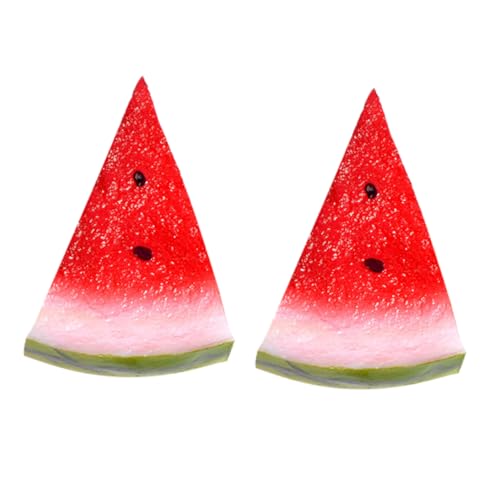WOONEKY 2 Stück Künstliche Wassermelonen Scheiben PVC Deko Obstmodell für Heimdekoration und Fotografie Realistisches Aussehen Langlebig und Sicher von WOONEKY