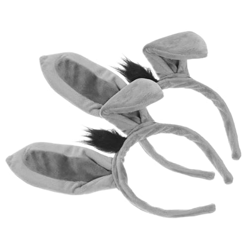 WOONEKY 2 Stück Lustiges Esel Ohr Stirnband für Frauen Weiches Graues Tier Haarband Bequemes Party-accessoire für Karneval Kostüm Alltag Atmungsaktiv und Einfach zu Tragen von WOONEKY