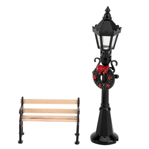 WOONEKY 2 Stück Maßstab Teiliges Outdoor Accessoire mit Schwarzer Straßenlaterne und Eisenbank Langlebig Detailgetreu Kompakt und Umweltfreundlich für Puppenhaus Gartenlandschaft WOONEKY 2 Stück Maßstab Teiliges Outdoor Accessoire mit Schwarzer Straßenlaterne und Eisenbank Langlebig Detailgetreu Kompakt und Umweltfreundlich für Puppenhaus Gartenlandschaft von WOONEKY