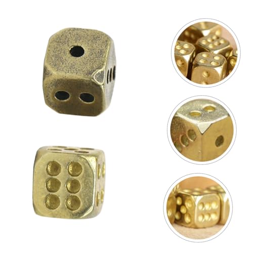 WOONEKY 2 Stück Messing Würfel aus Massivem Kupfer mit Runden Kanten Langlebig und Leise als Club Dice Bar Spielzubehör Geschenkidee für Würfelspiele und Rollenspiele von WOONEKY