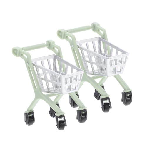 WOONEKY 2 Stück Mini Einkaufswagen Modell Teiliges für Kreatives für Puppenhaus Dekoration Kleiner Handwagen für Realistische Details und Spielspaß von WOONEKY