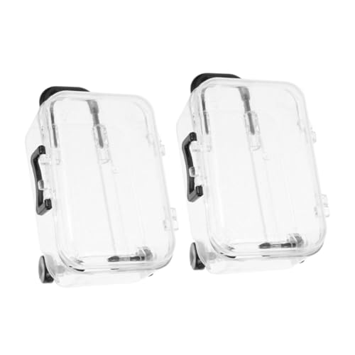 WOONEKY 2 Stück Mini Koffer Aufbewahrungsbox Set Transparent Miniatur Aufbewahrungskoffer für Puppenhaus Partygeschenke und Kleine Gegenstände Organisieren Zubehör von WOONEKY