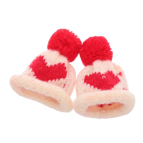 WOONEKY 2 Stück Mini Strickmützen Pack DIY Wollmützen für Weinflasche Puppenzubehör Kleine Kreative Hüte für Ostern Partys und Heimdekoration Niedliche Accessoires Weiß von WOONEKY