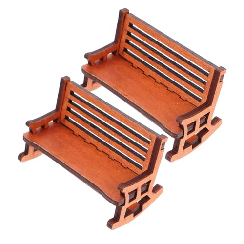 WOONEKY 2 Stück Miniatur Holz Schaukelstuhl Vintage Design Retro Stil Robuste Mini Stühle für Puppenhaus Garten Dekoration DIY Möbel Zubehör von WOONEKY