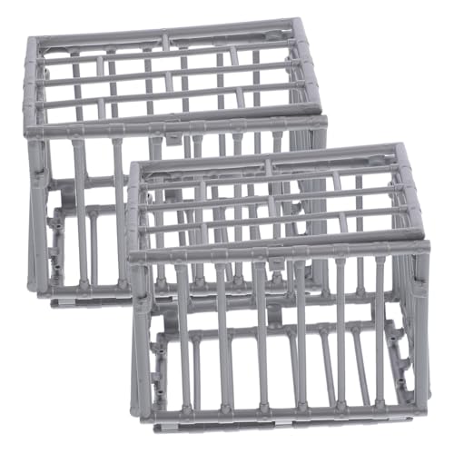 WOONEKY 2 Stück Miniatur Käfig Modell Kunststoff Mini Käfig Ornament DIY Bemalbar Realistisches Puppenhaus Zubehör Robustes Kunststoffmodell für Miniatur Dekoration und Sammler von WOONEKY