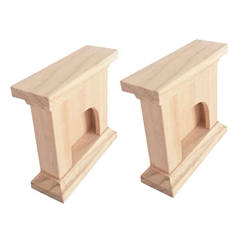 WOONEKY 2 Stück Miniatur Kamin Modell aus Massivem Holz Dekoratives Puppenhaus Zubehör Detailgetreue Nachbildung Langlebig und Formstabil Kreatives Design für Wohnzimmer Dekoration von WOONEKY