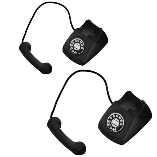 WOONEKY 2 Stück Miniatur Retro Telefon aus Robustem Eisenlegierung Realistische Vintage Telefontisch-deko Puppenhaus-zubehör für Rollenspiele und Sammler Schwarz WOONEKY 2 Stück Miniatur Retro Telefon aus Robustem Eisenlegierung Realistische Vintage Telefontisch-deko Puppenhaus-zubehör für Rollenspiele und Sammler Schwarz von WOONEKY