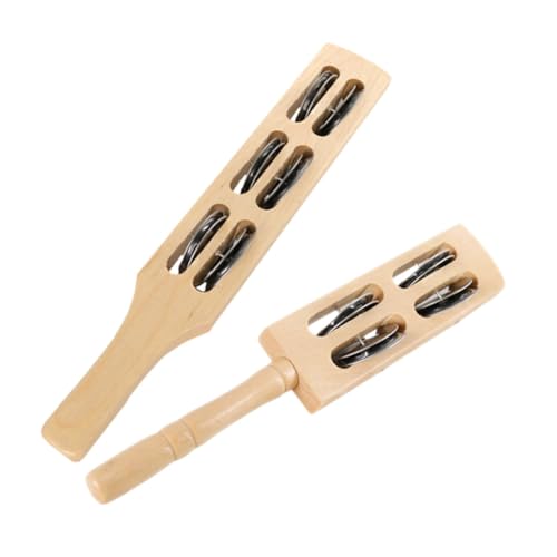 WOONEKY 2 Stück Musikinstrument Holzschellen Metallklang Handliche Klanghölzer für Rhythmisches und Musikalische Jungen Mädchen von WOONEKY
